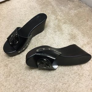 Tory Burch slipon wedge black  mules